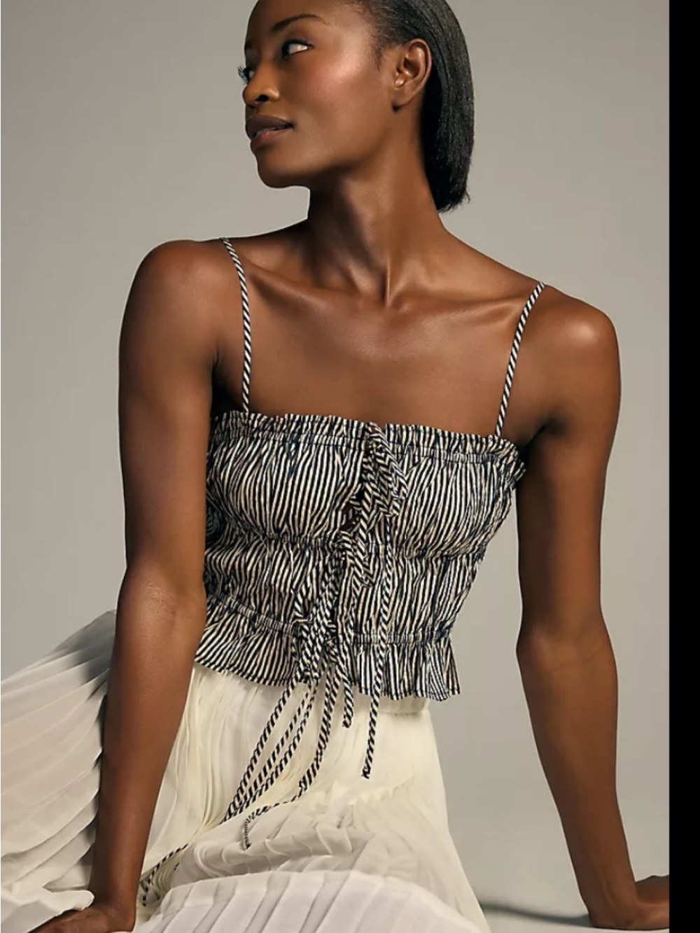 Ciao Lucia Lidia tank in black and white striped - size M